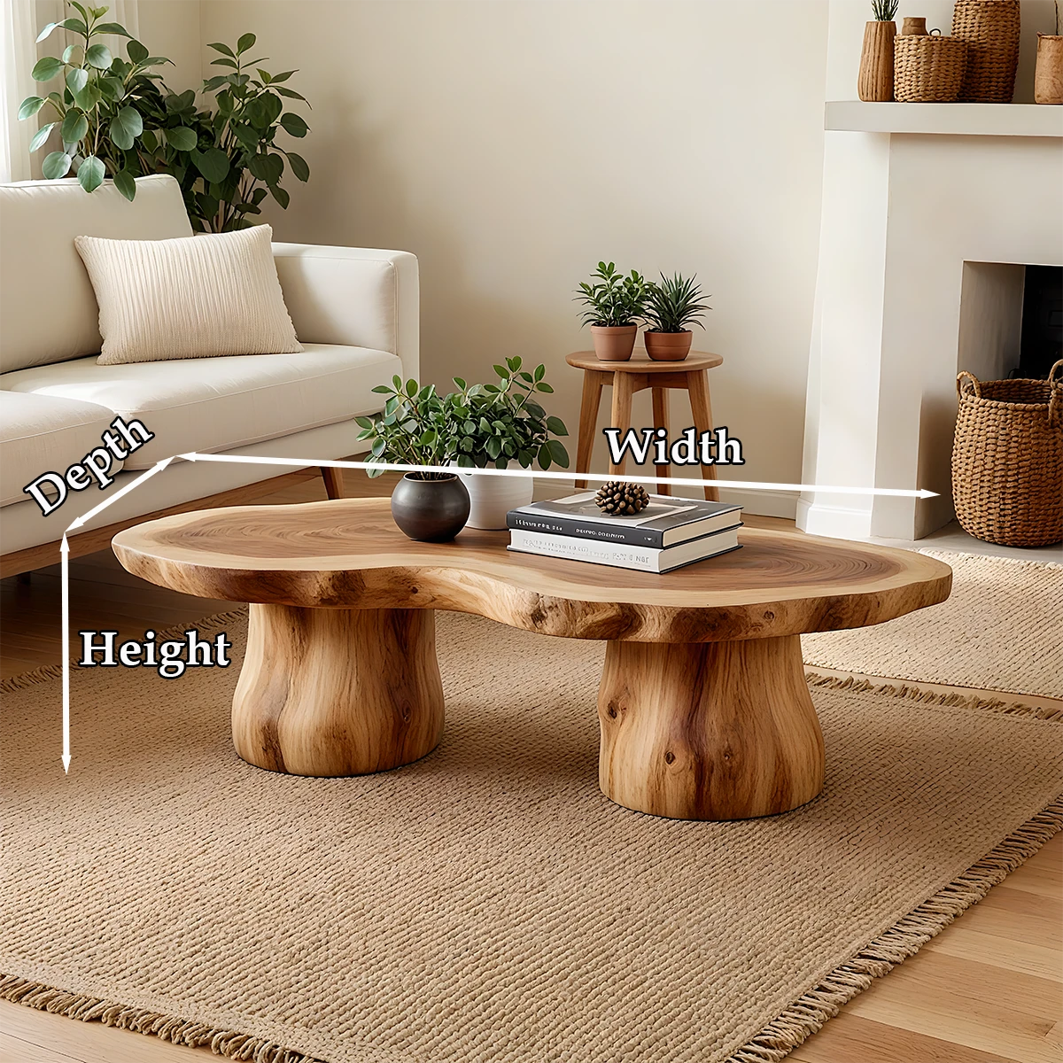 Brown coffee table with soft edge and slim legs