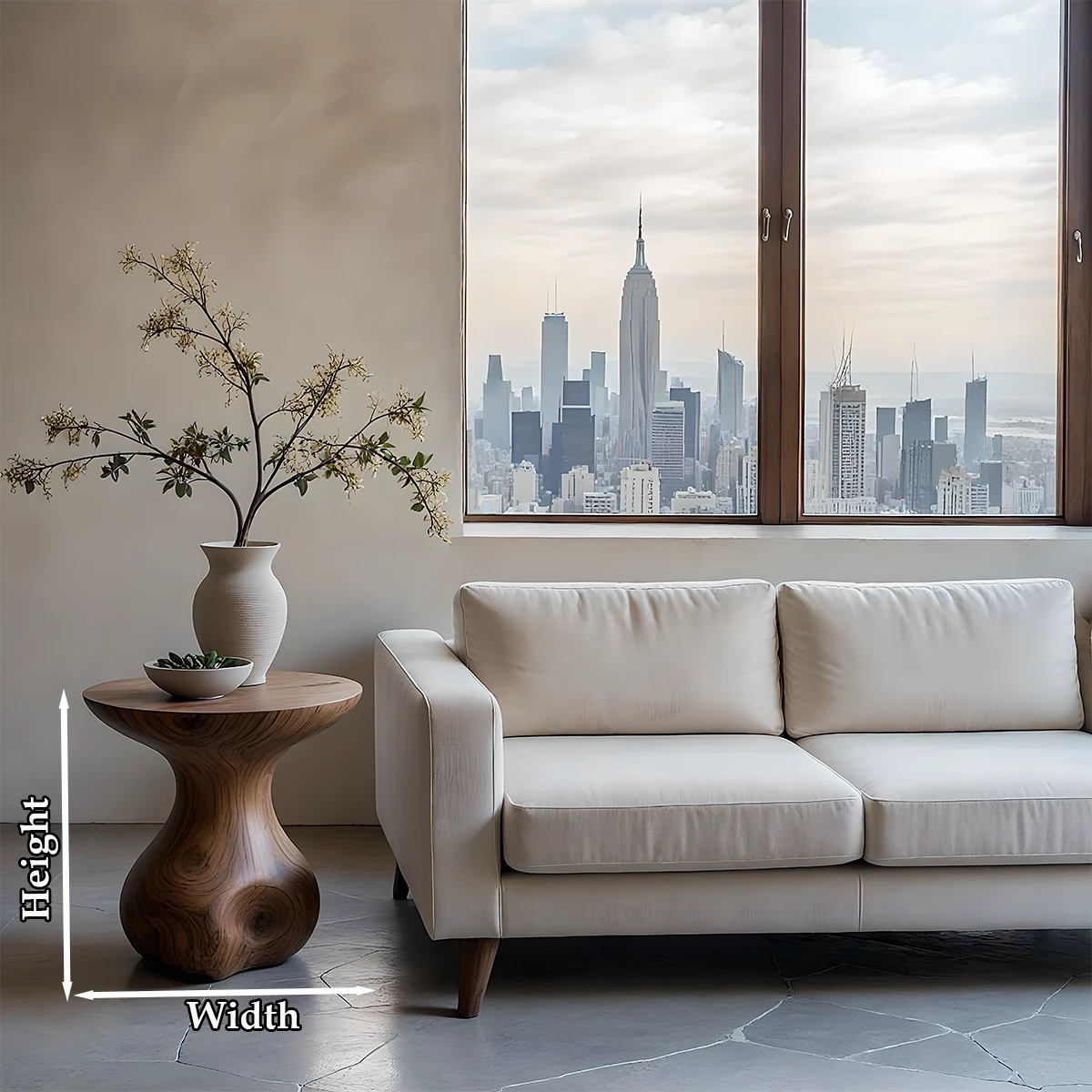 With its walnut color design, the accent table blends organic shape and contemporary style