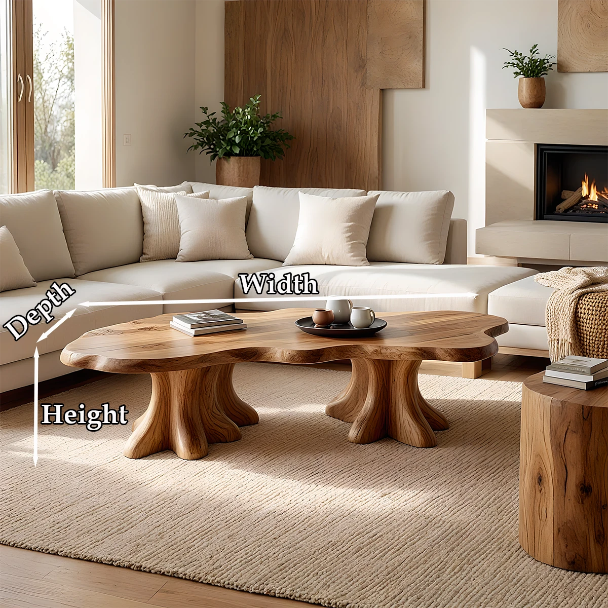 Brown coffee table with smooth flat top