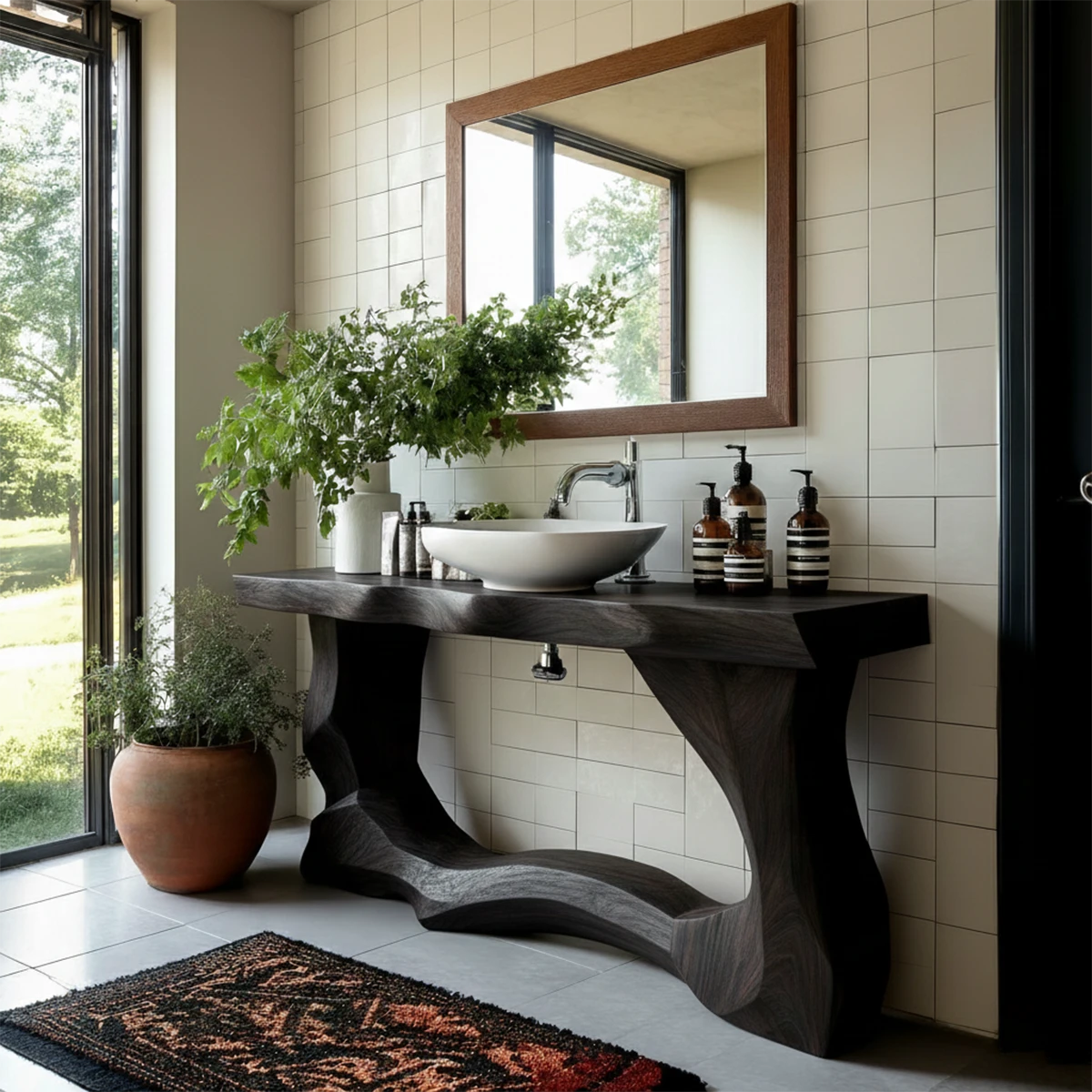 Modern rustic brown bathroom vanity wood base
