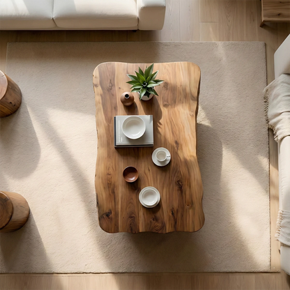 Organic walnut table with handcrafted wood base