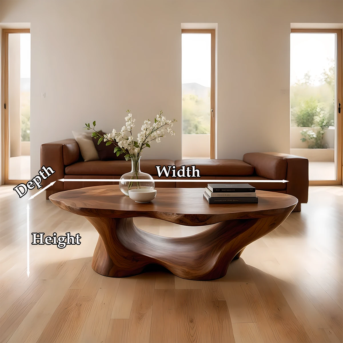 Elegant brown coffee table with smooth profile design