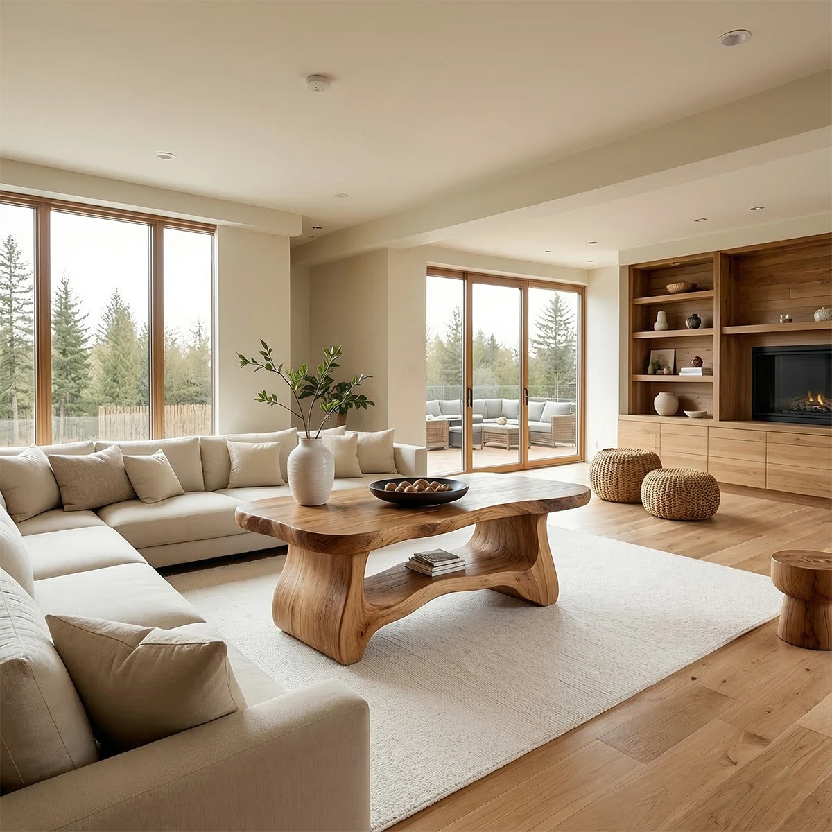 Contemporary brown coffee table with solid side design