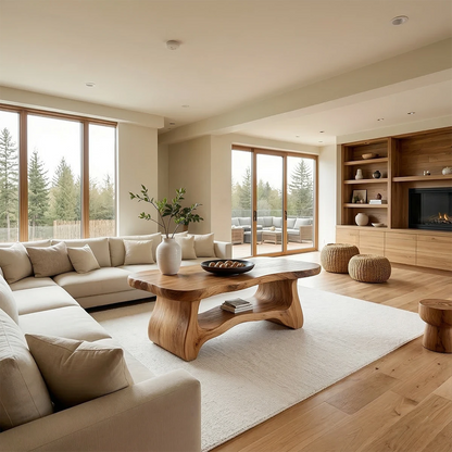 Contemporary brown coffee table with solid side design