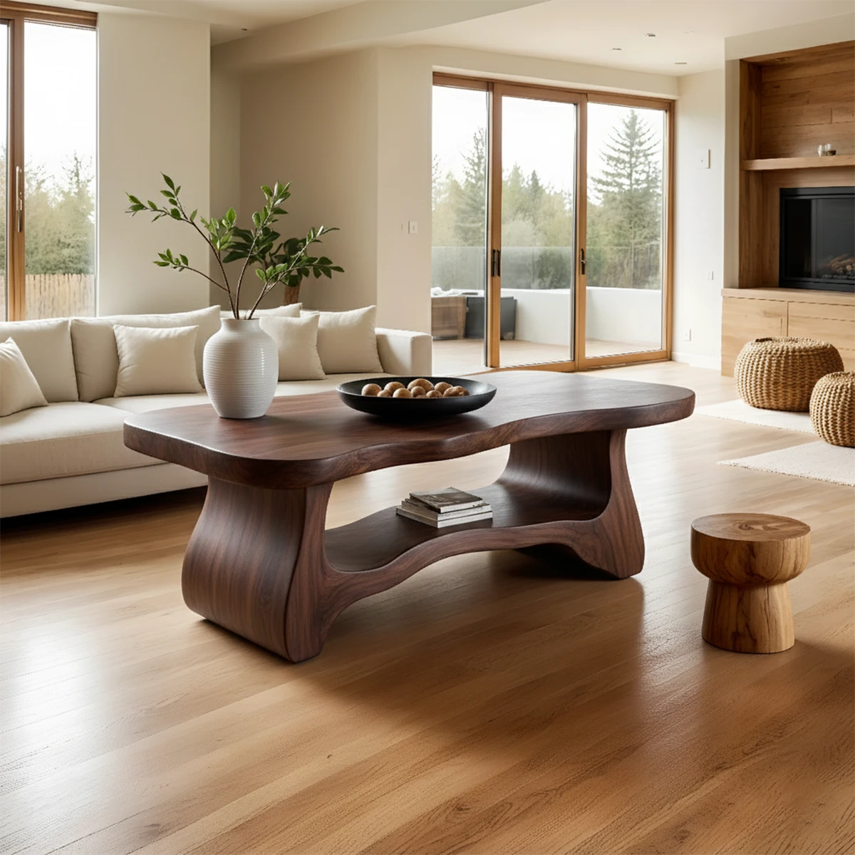 Brown coffee table with strong side structure