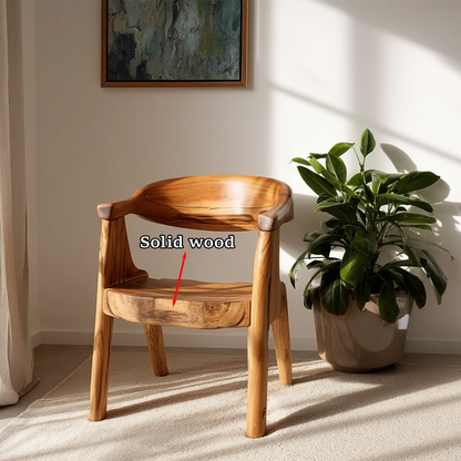In a bright corner, a modern wooden chair adds natural texture and refined seating appeal