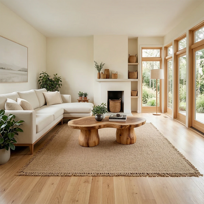 Elegant brown coffee table with soft rounded edges