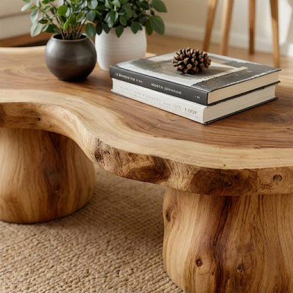 Modern brown coffee table with slim tapered legs