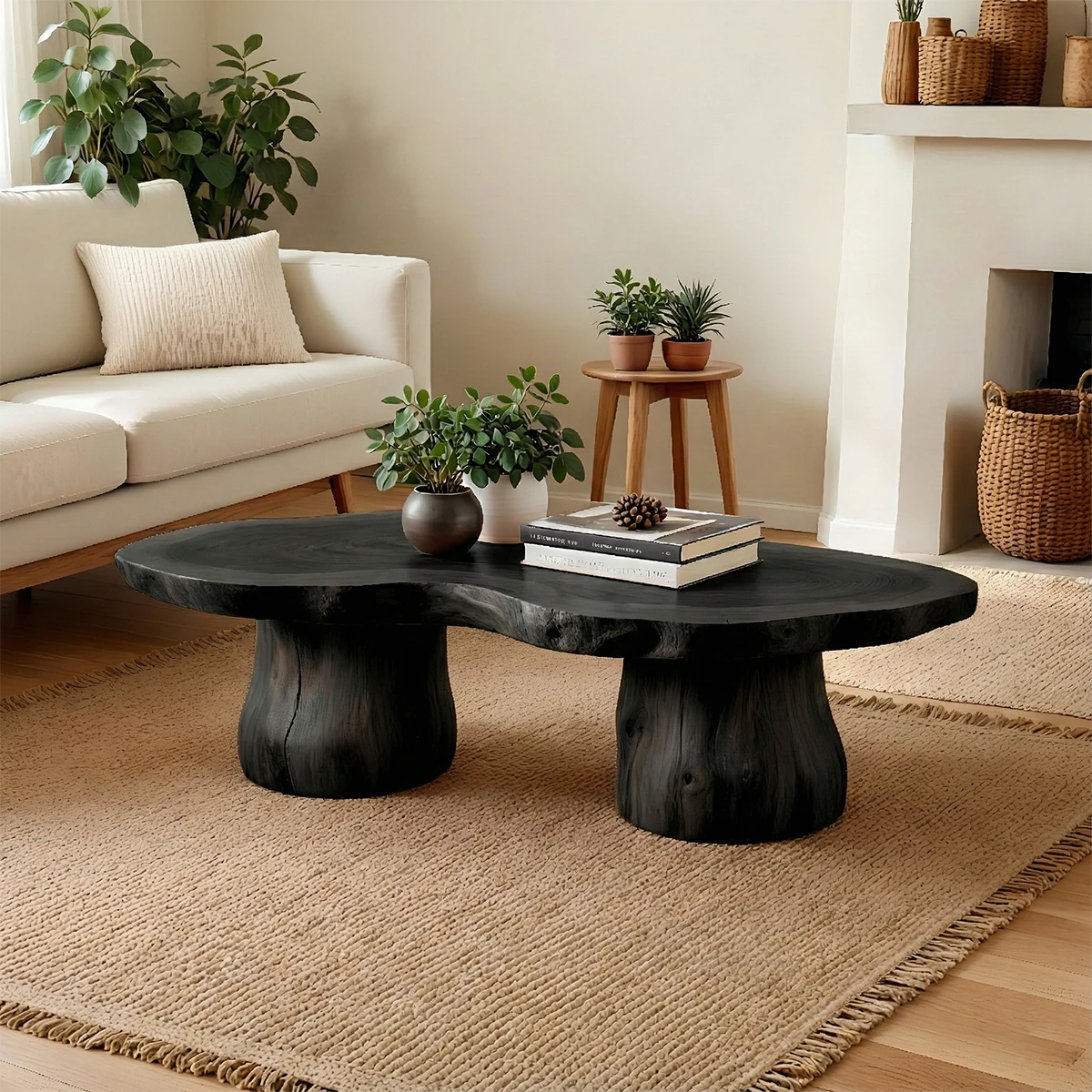 Black coffee table with refined leg details