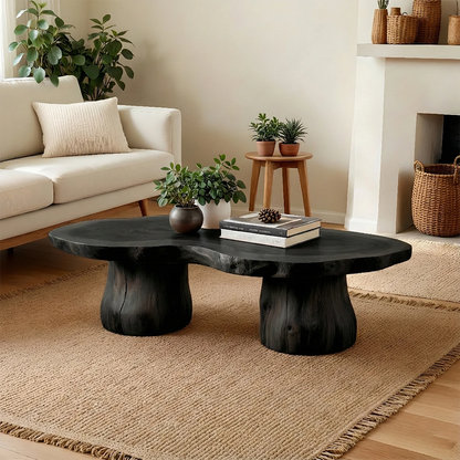 Black coffee table with refined leg details