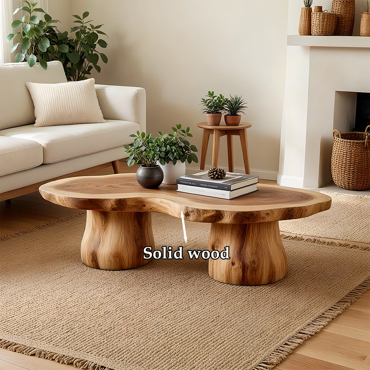 Designer brown coffee table with rounded silhouette