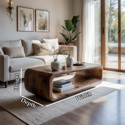 Walnut coffee table with minimalist structure