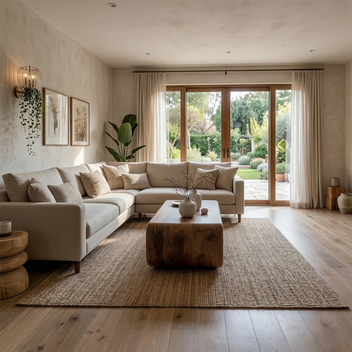 Walnut coffee table with flat panel and soft edges