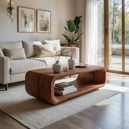 Minimal brown coffee table with balanced design