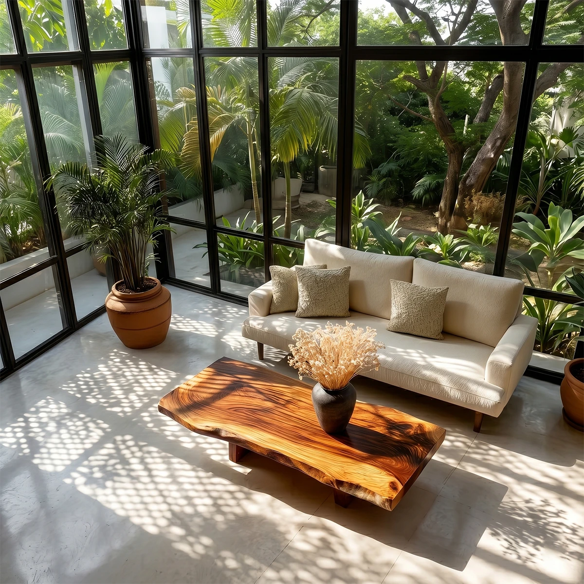 Sculptural coffee table with organic live edge design for stylish living room décor