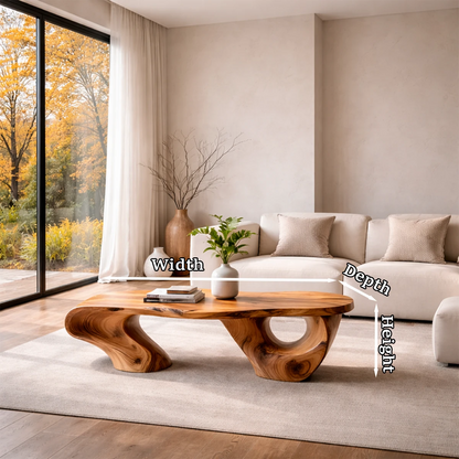 Brown coffee table with modern compact design