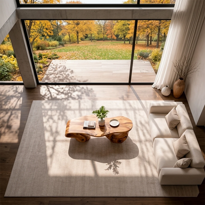 Brown coffee table with compact and balanced form