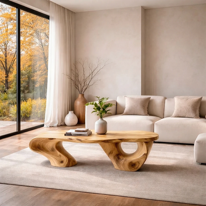 Oak coffee table with creative leg layout