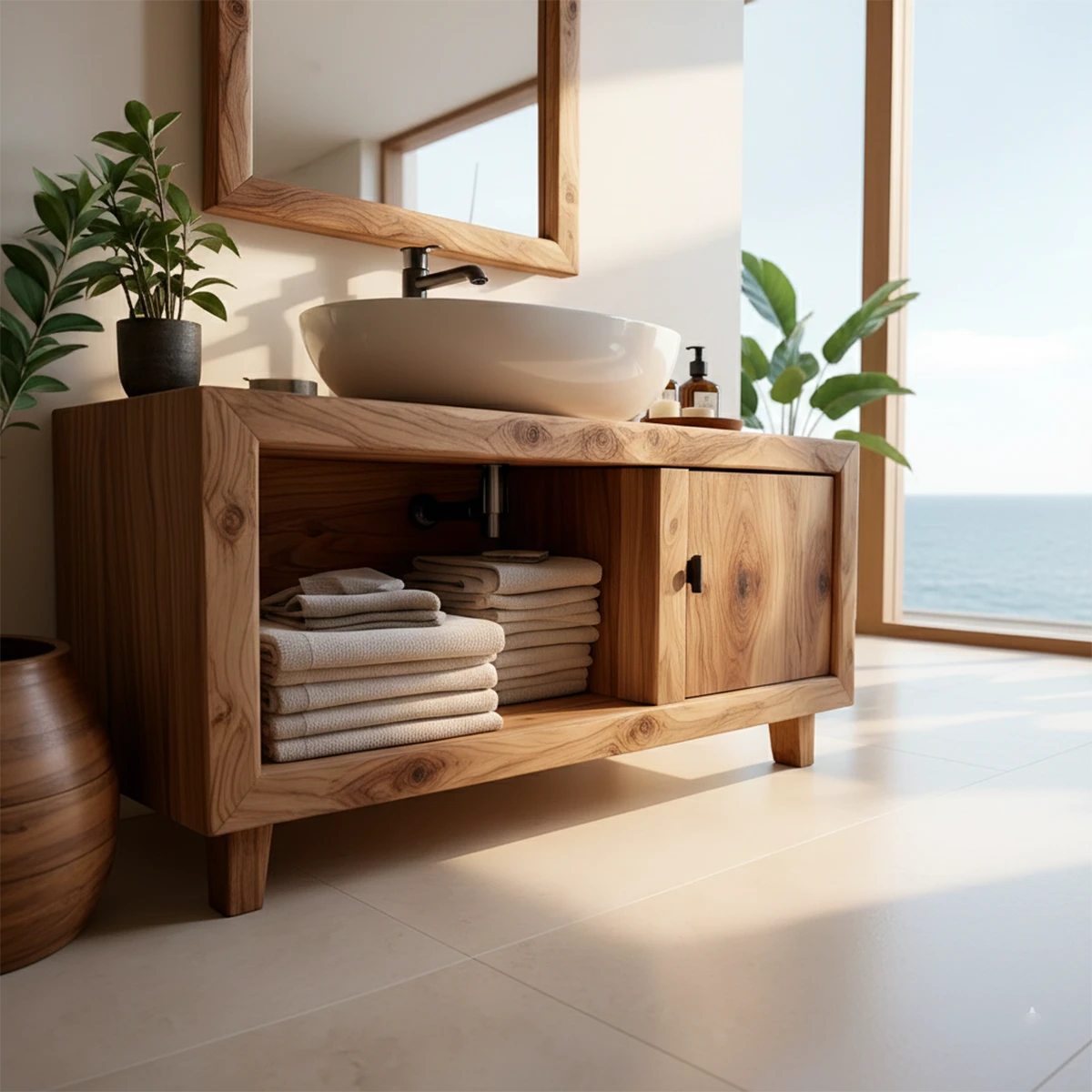 Natural brown tone bathroom vanity – brown bathroom vanity