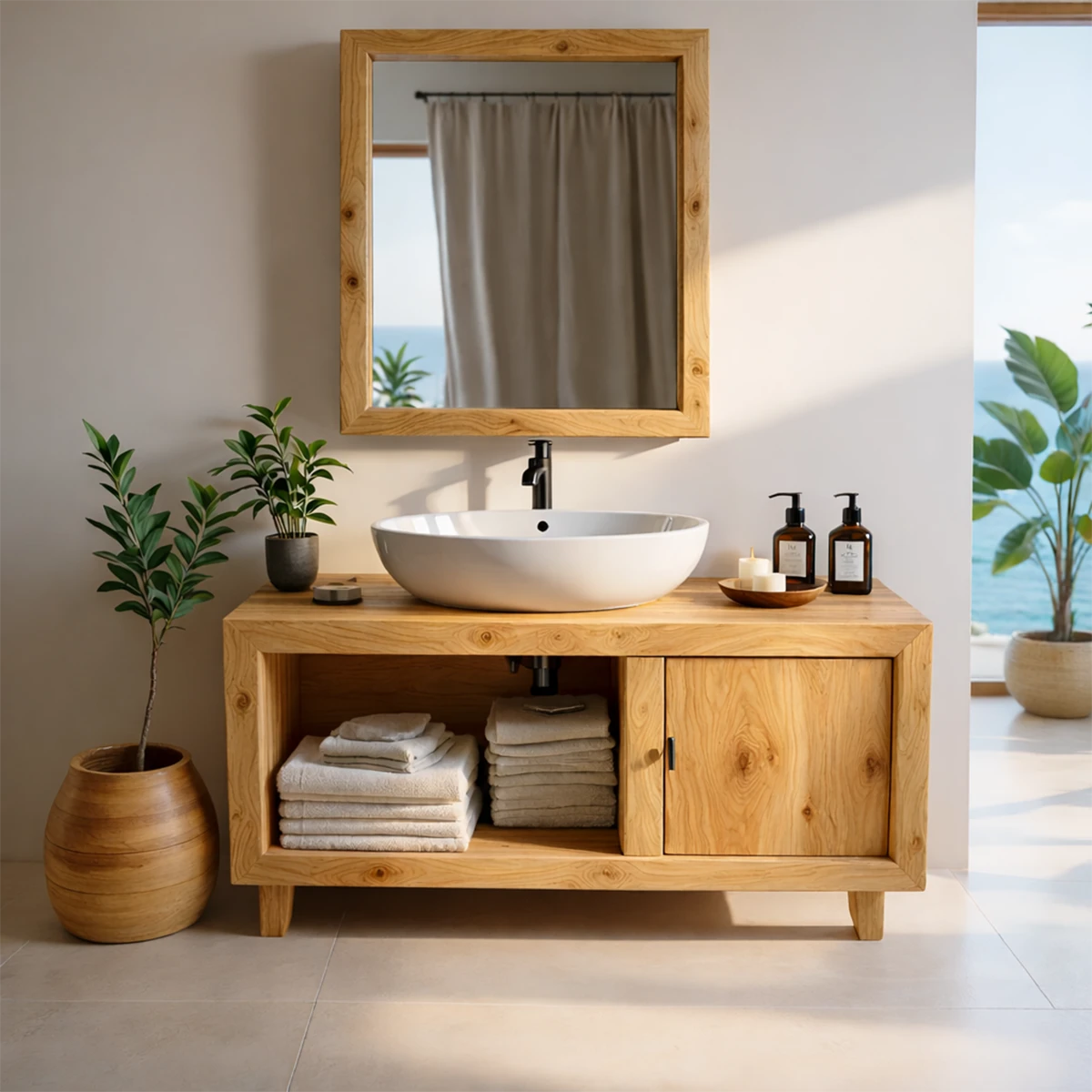 Compact vanity with shelf storage – bathroom vanity