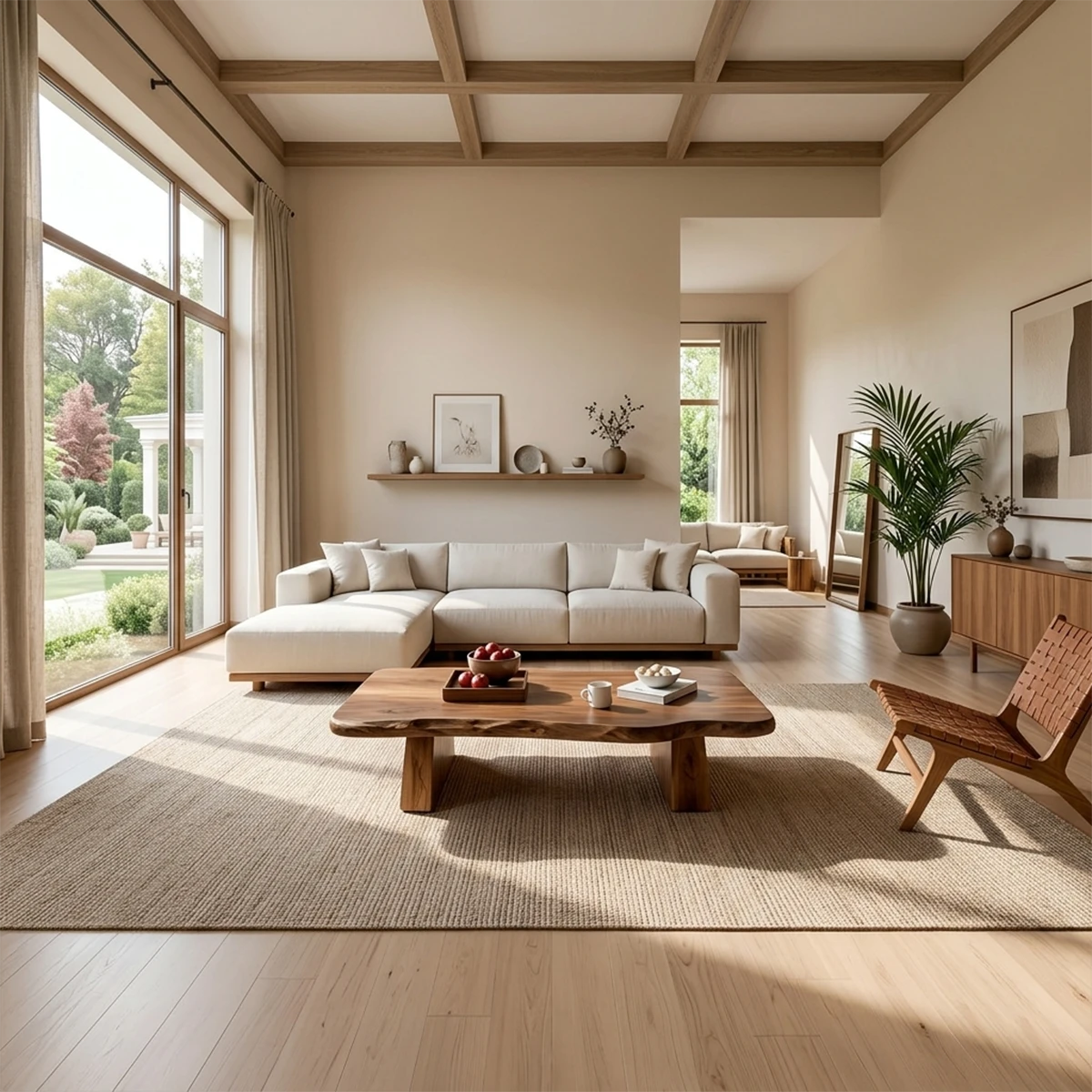 Minimal walnut coffee table with smooth rounded edges