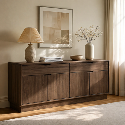 Refined storage cabinet featuring simple geometric lines and practical interior organization