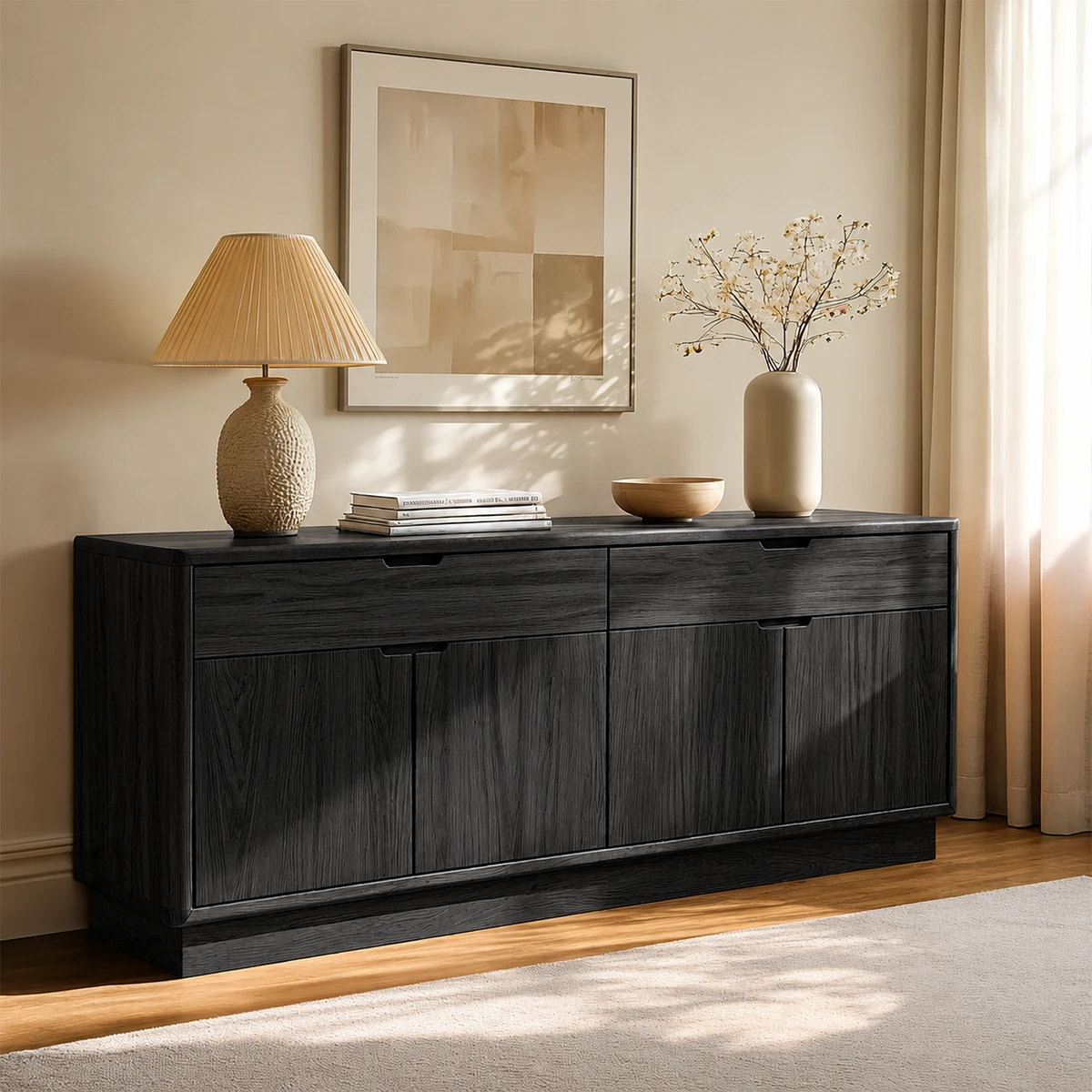 Modern buffet sideboard designed with concealed storage and balanced architectural proportions