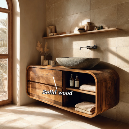 Modern bathroom vanity in walnut wood finish – modern walnut vanity