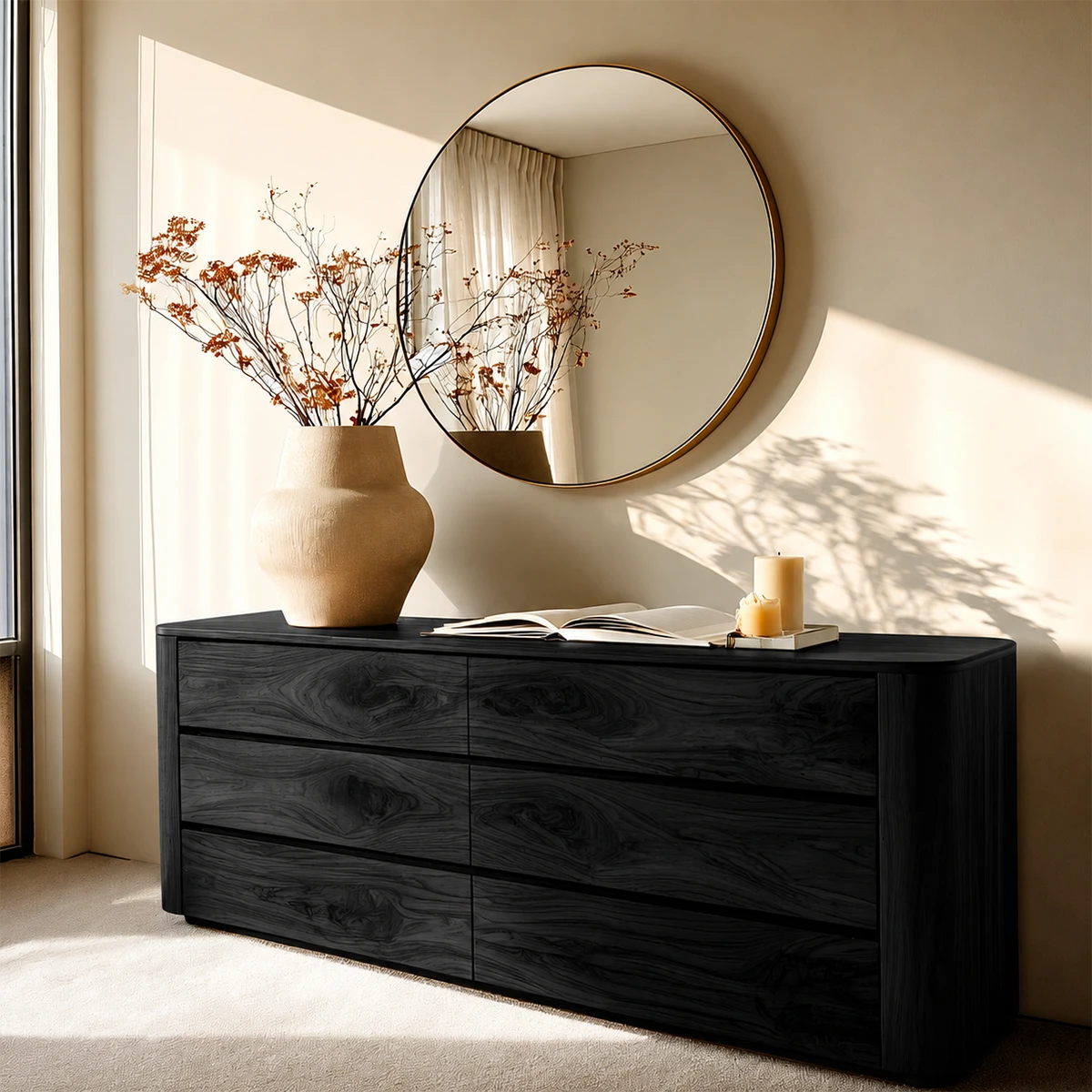 Contemporary buffet sideboard with balanced proportions and refined handcrafted detailing