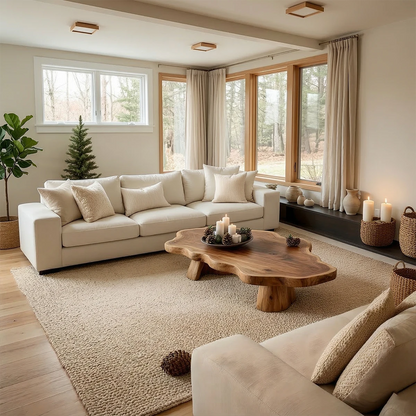 Modern brown coffee table with soft corner design