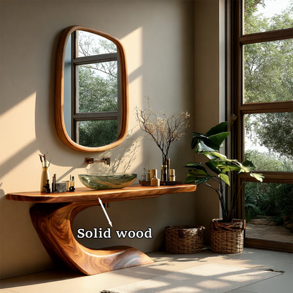 Luxury bathroom interior with modern brown vanity for bathroom.