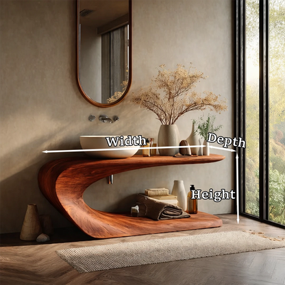 Natural brown wood bathroom vanity contemporary style