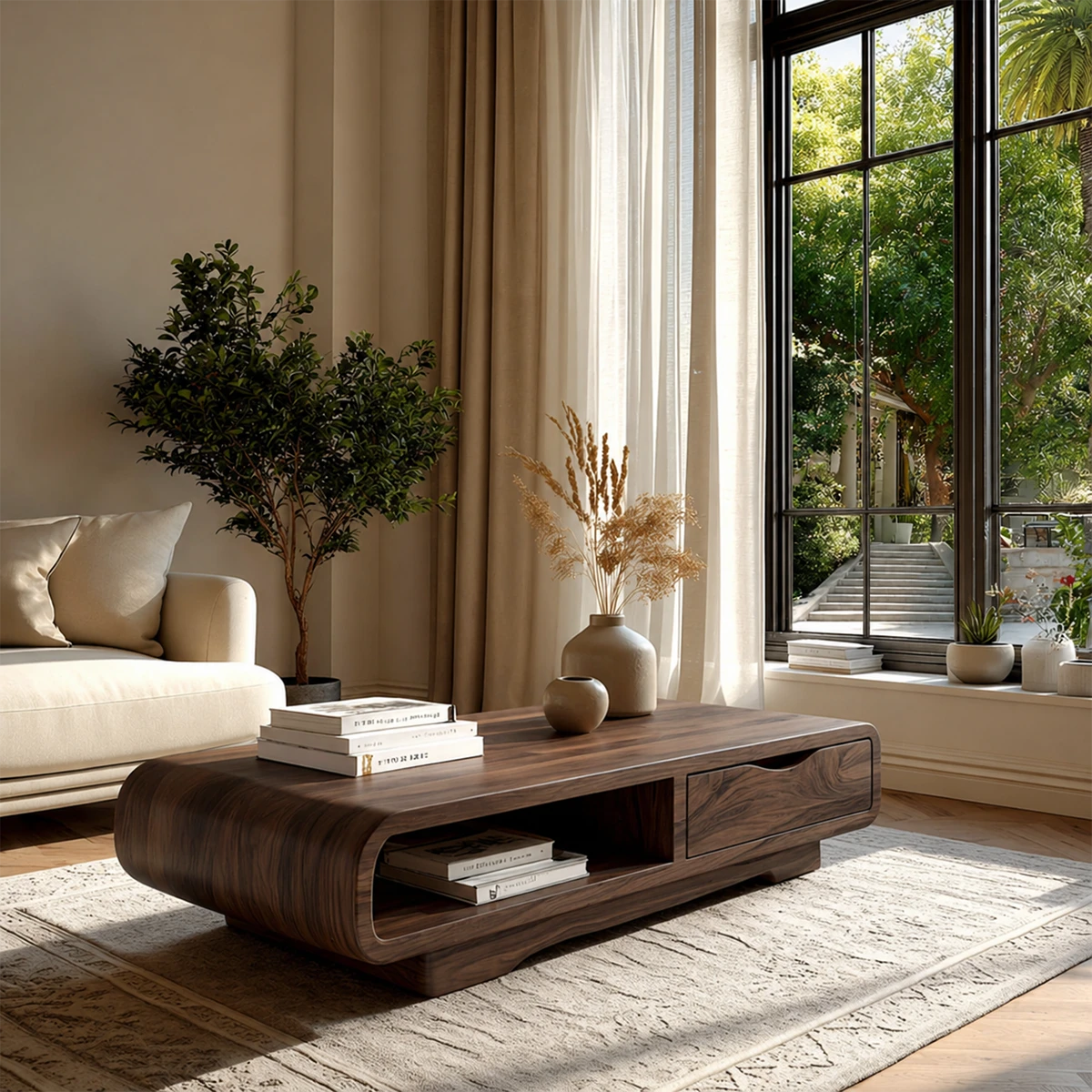 Compact coffee table with open storage space and clean lines for minimalist living rooms