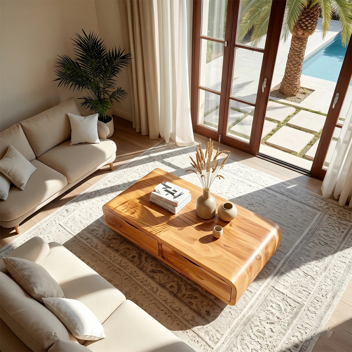 Living room coffee table with concealed storage and sleek design for modern home styling