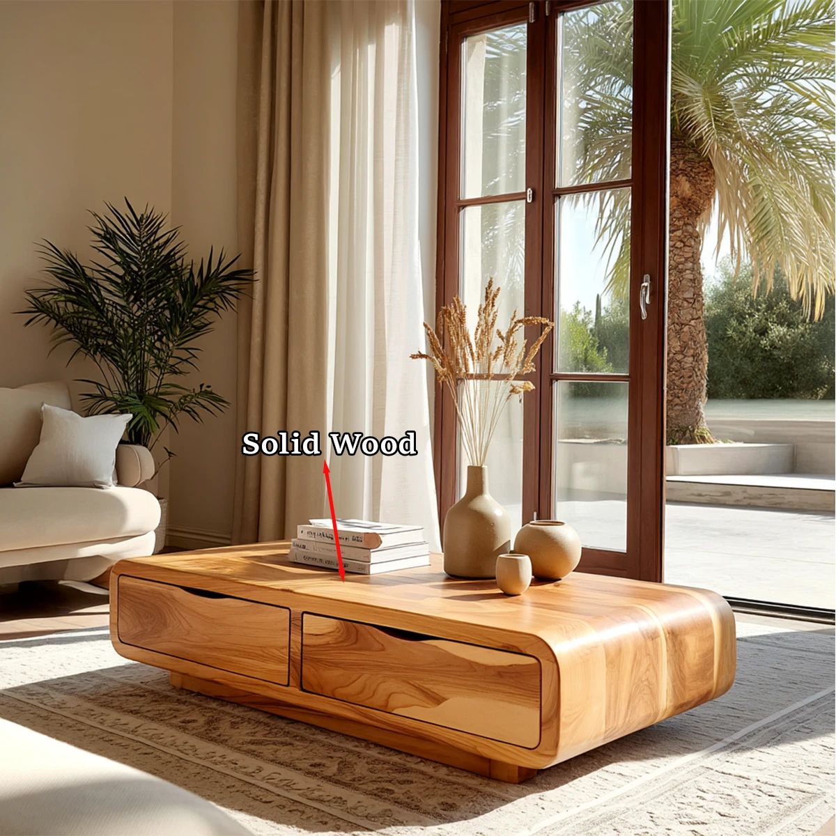 Designer coffee table with integrated storage and soft edge profile for everyday living