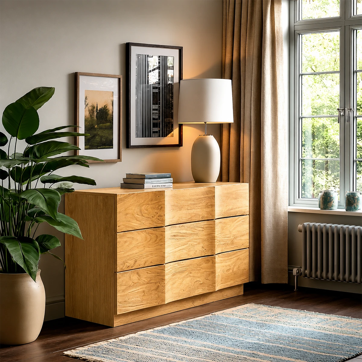 Modern credenza with spacious drawer compartments and sophisticated minimalist appearance