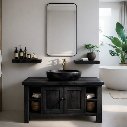 Simple vanity with vessel sink design – modern vanity cabinet