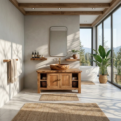 Freestanding vanity with vessel sink design – modern bathroom vanity