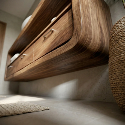 Luxury solid wood floating bathroom vanity with drawers
