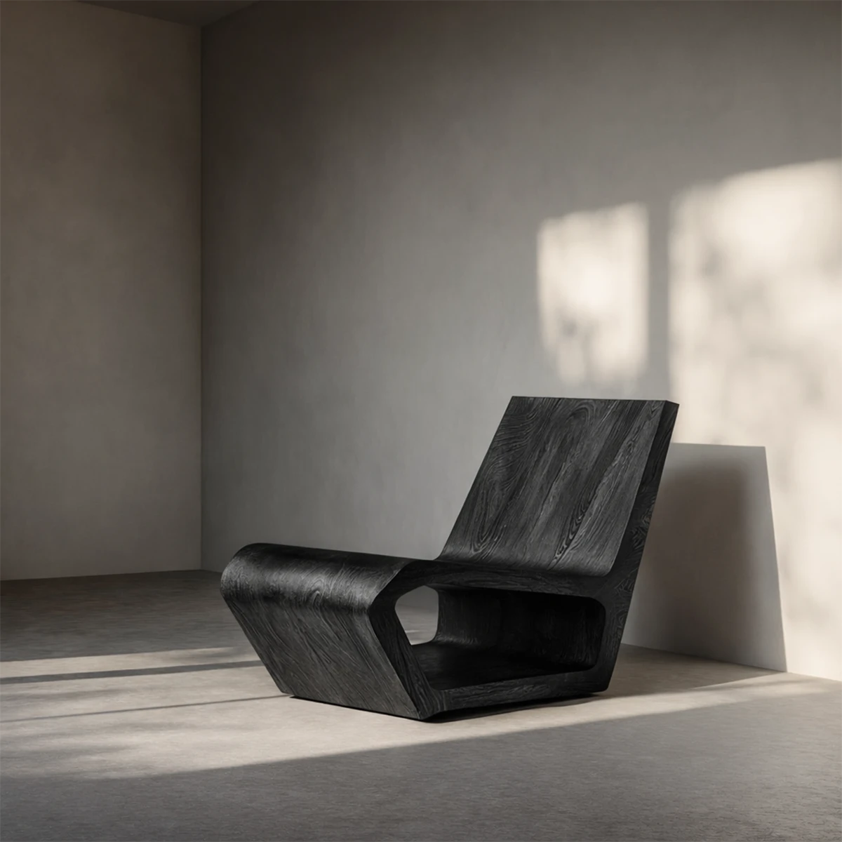 Contemporary lounge seating with curved wooden structure offers comfort and visual appeal