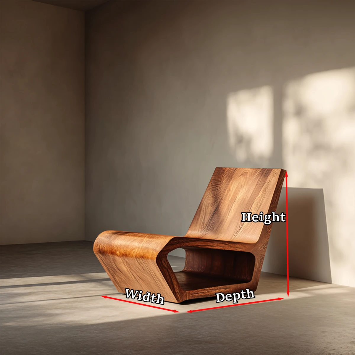 Designed with flowing form, this solid wood lounge chair blends art and function effortlessly