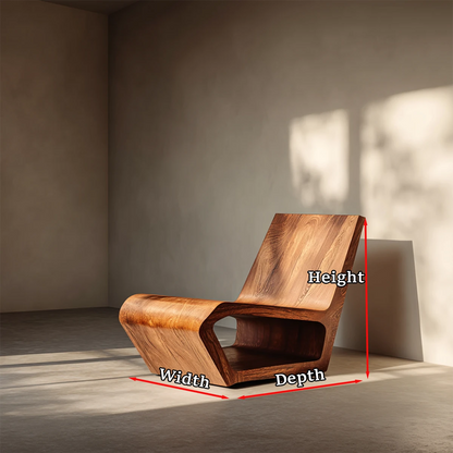 Designed with flowing form, this solid wood lounge chair blends art and function effortlessly
