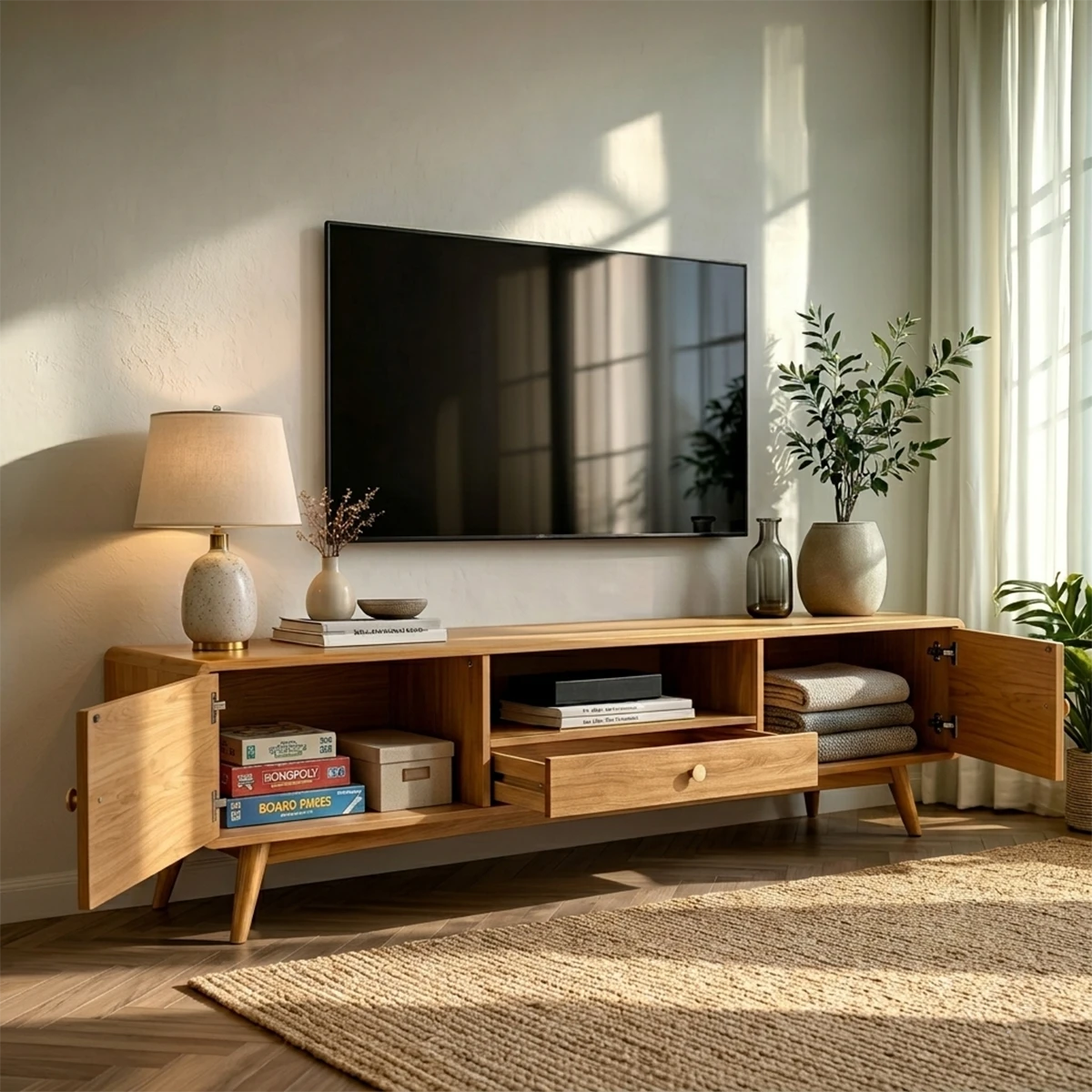Contemporary television stand showcasing practical storage and refined modern styling
