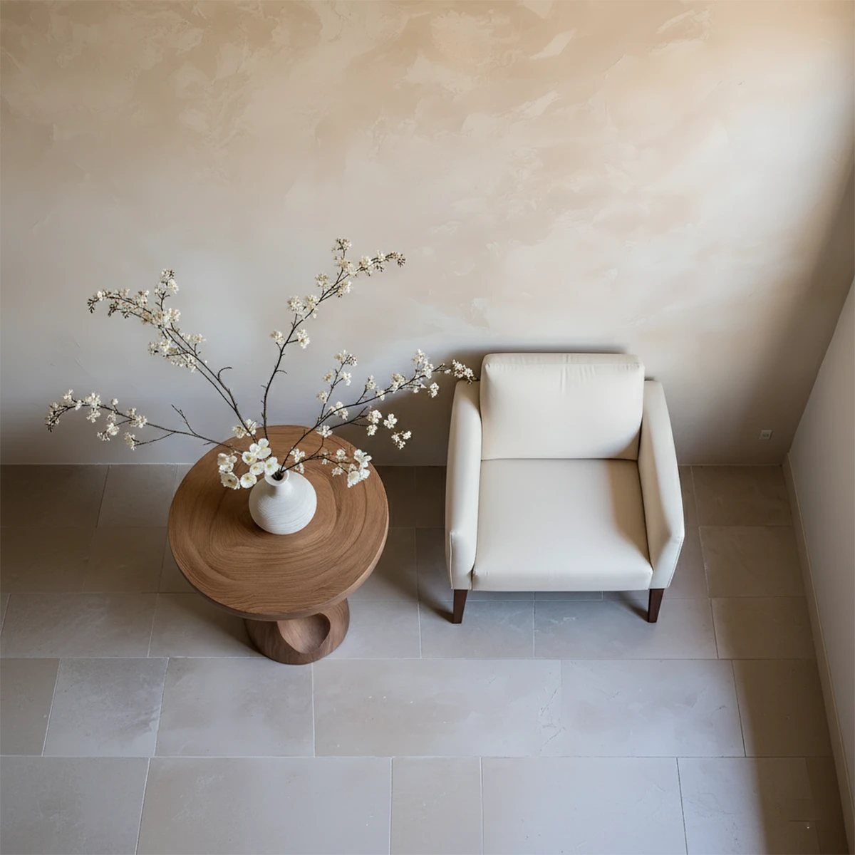 Designed with a walnut color finish, the end table offers soft curves and clean structure