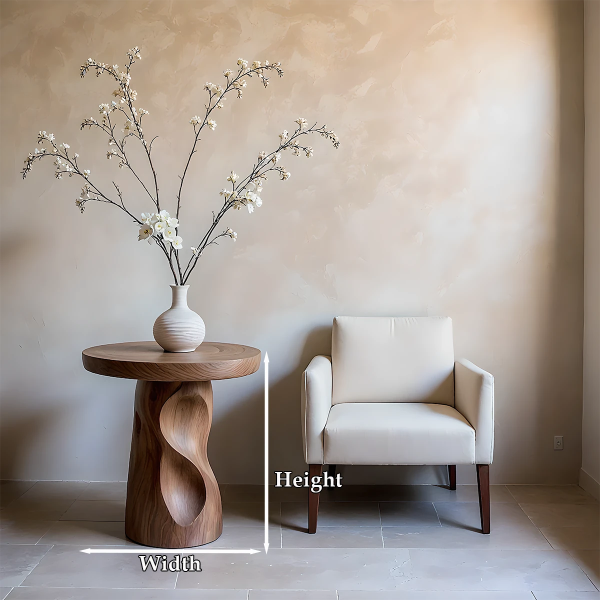 With its walnut color finish, the accent table blends organic shape and contemporary design