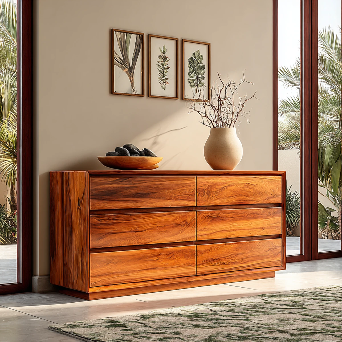 Modern wood sideboard with spacious drawer storage and clean contemporary styling