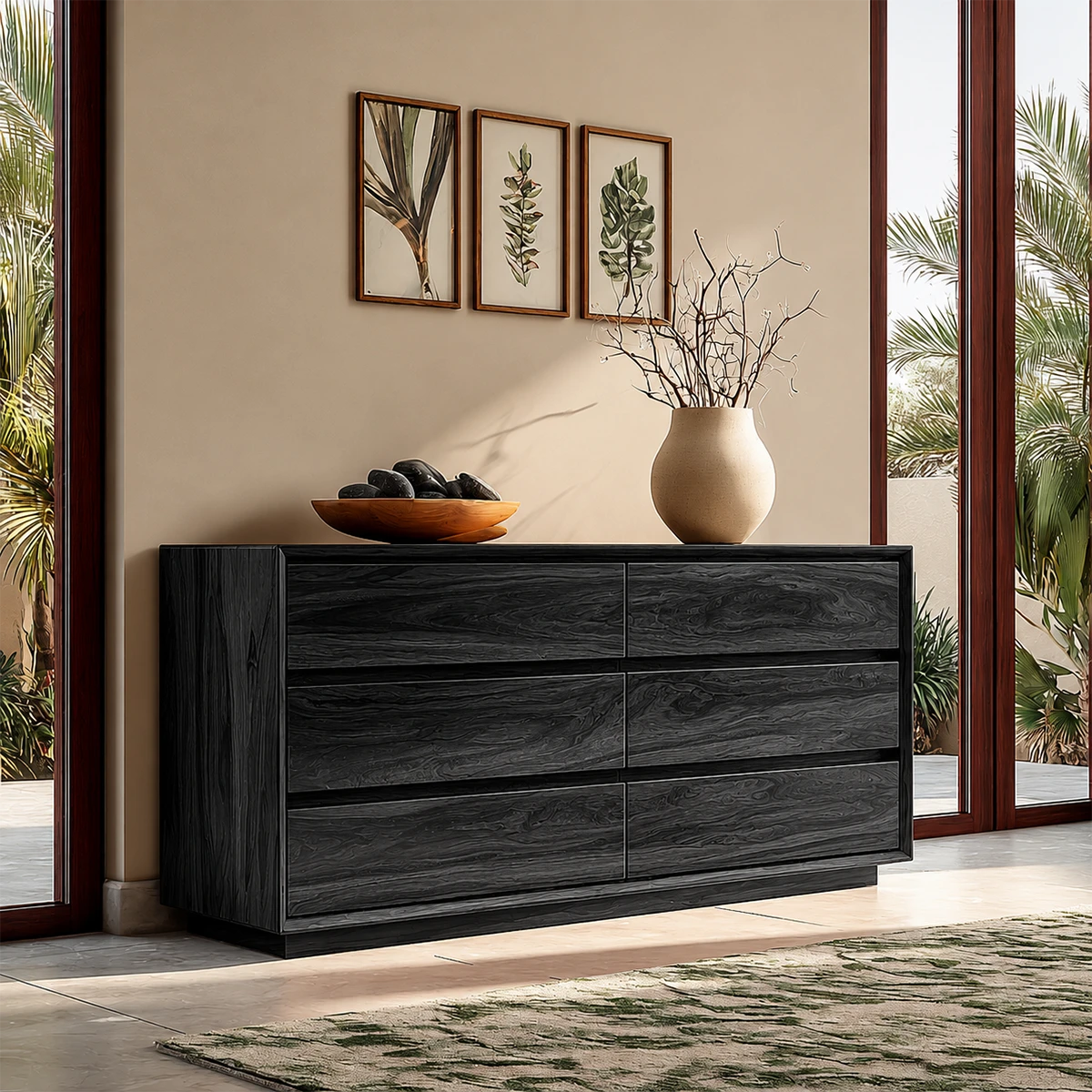 Contemporary drawer sideboard with clean lined design and spacious hidden storage