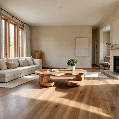 Natural oak coffee table with clean frame design