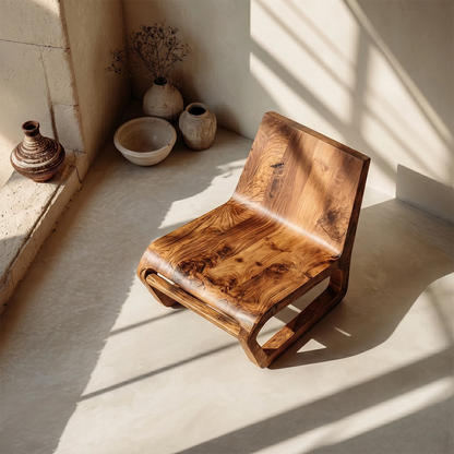 Curved wooden lounge seating brings a calm and natural feel to contemporary interior spaces