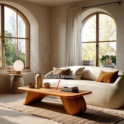Stylish coffee table with organic silhouette and natural finish for cozy modern interiors